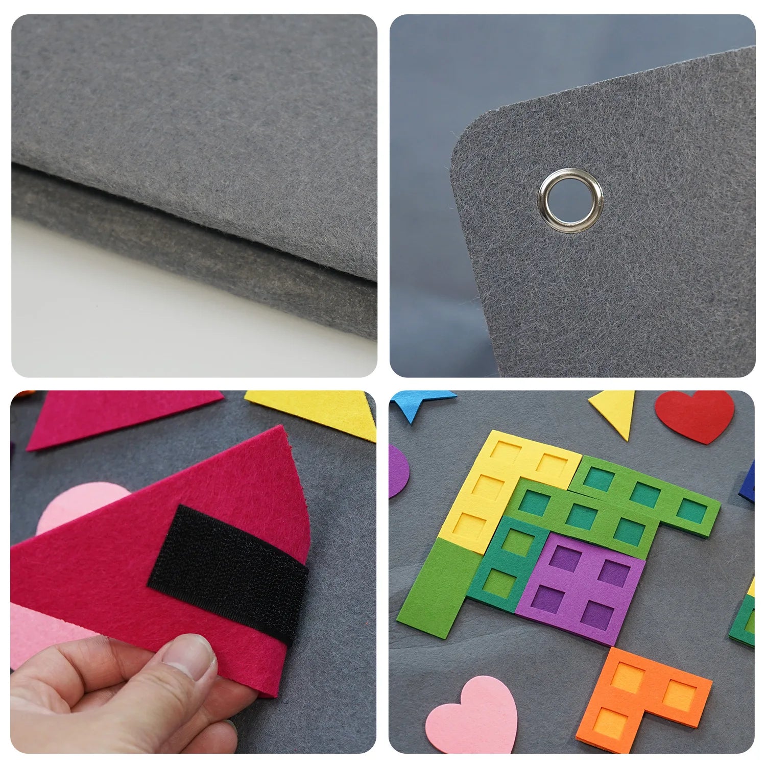 Tableau Montessori en Feutrine avec Formes Géométriques – Jeu Éducatif Sensoriel pour Enfants 3 à 6 Ans