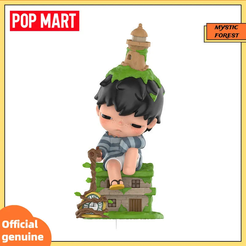 POP MART Nouvelle figurine Hirono Behind Time, décoration de bureau, ornement, jouet en PVC de collection, carte suspendue, cadeau, boîte mystère