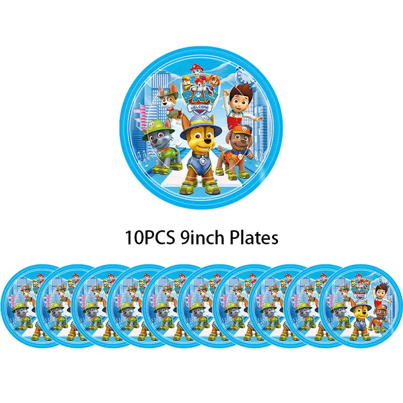 Ensemble de fournitures de fête d'anniversaire Paw Patrol, ballons, toile de fond, assiettes, gobelets, décorations de gâteaux, autocollants Paw Patrol, bannière, cadeaux de fête