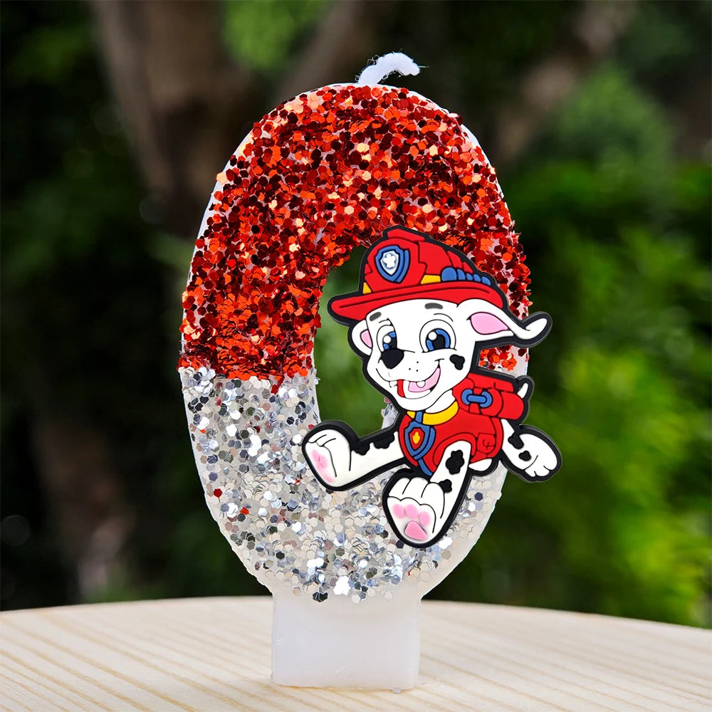 Bougie Paw Patrol 0-9 chiffres, personnage de dessin animé Paw Patrol, gâteau de fête enfichable, décoration de gâteau d'anniversaire, cadeau de réception-cadeau pour bébé