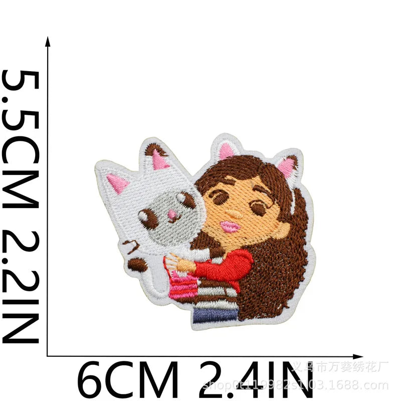 15 pièces Gabby's Dollhouse 3D bricolage Patch tissu autocollants coudre sur broderie patchs Applique fer sur vêtements pantalons décor couture