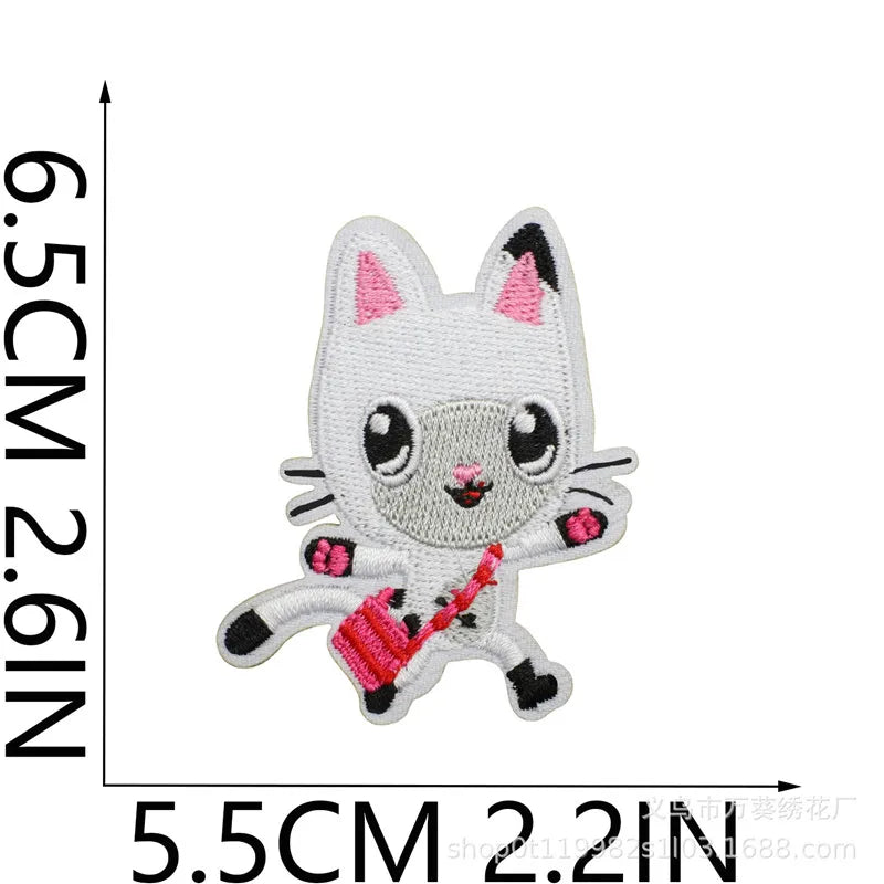 15 pièces Gabby's Dollhouse 3D bricolage Patch tissu autocollants coudre sur broderie patchs Applique fer sur vêtements pantalons décor couture