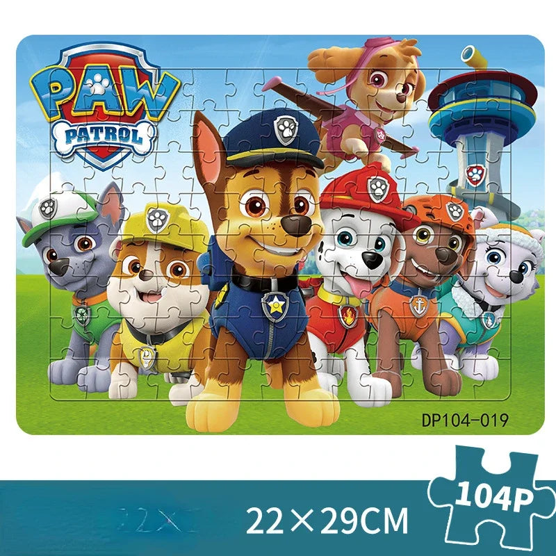 104 pièces Paw Patrol Puzzle pour enfants dessin animé patrouille canine Puzzles jouets éducatifs jeux d'apprentissage garçons filles cadeau
