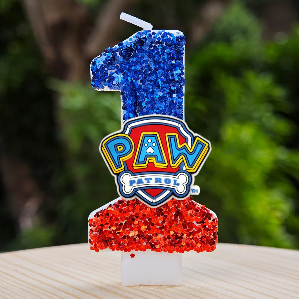 Bougie Paw Patrol 0-9 chiffres, personnage de dessin animé Paw Patrol, gâteau de fête enfichable, décoration de gâteau d'anniversaire, cadeau de réception-cadeau pour bébé