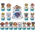 Décoration de fête d'anniversaire Paw Patrol rose, 17 pièces, carte de gâteau de patrouille de chiot, fruits enfichables, fournitures de fête d'anniversaire, jouets pour enfants
