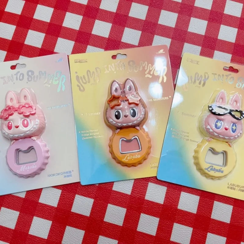 POP MART Série Pop Land Labubu Mokoko Shine Through Summer Jump Into Summer Décapsuleur Aimant de Réfrigérateur Boîte Mystère Figurine Jouet Cadeau