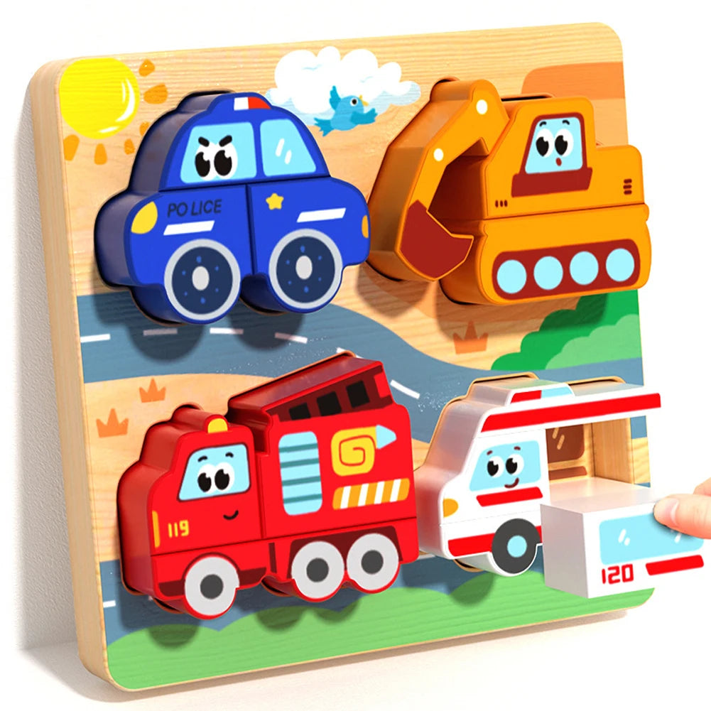 Puzzle 3D Montessori en Bois 4 en 1 – Animaux Colorés pour l'Éveil et l'Apprentissage