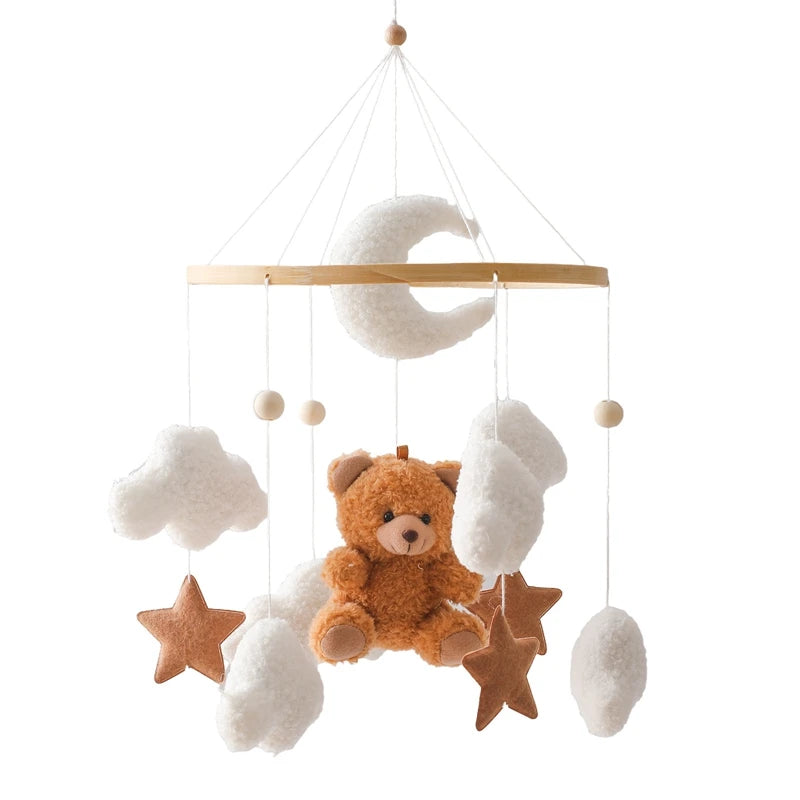 Mobile Musical en Bois pour Lit Bébé – Animaux Marins en Feutre, Hochet Suspendu Montessori