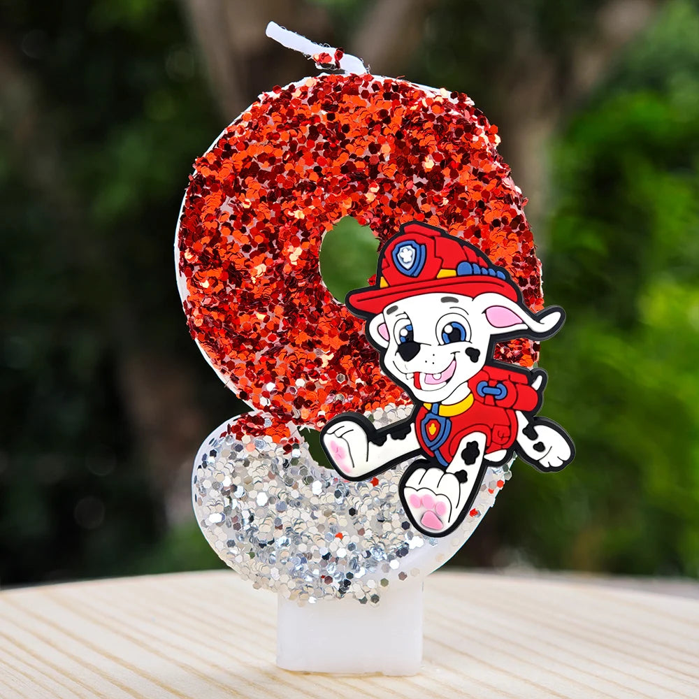 Bougie Paw Patrol 0-9 chiffres, personnage de dessin animé Paw Patrol, gâteau de fête enfichable, décoration de gâteau d'anniversaire, cadeau de réception-cadeau pour bébé
