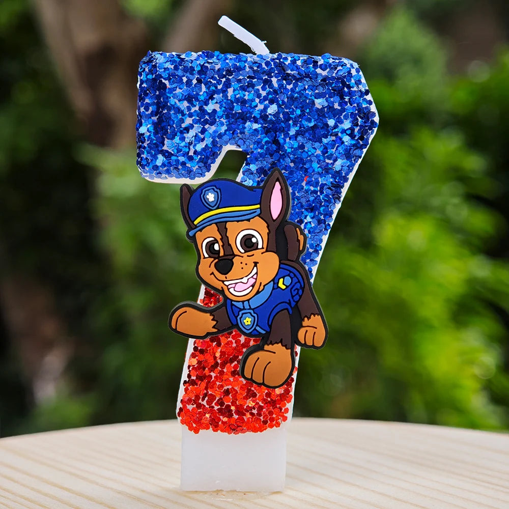 Bougie Paw Patrol 0-9 chiffres, personnage de dessin animé Paw Patrol, gâteau de fête enfichable, décoration de gâteau d'anniversaire, cadeau de réception-cadeau pour bébé