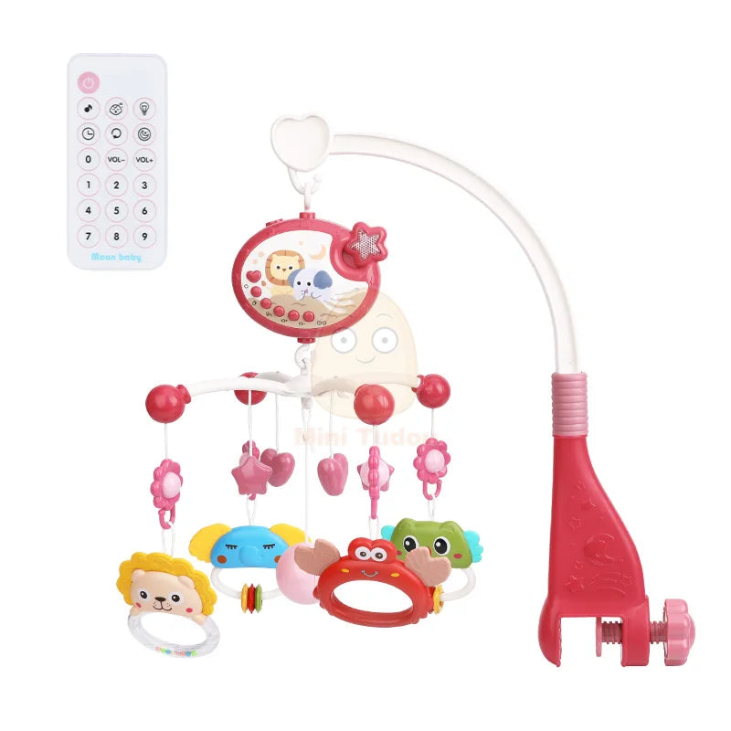 Mobile Musical pour Lit Bébé avec Projecteur Rotatif – Veilleuse, Berceuses et Hochet d'Éveil 0 à 12 Mois