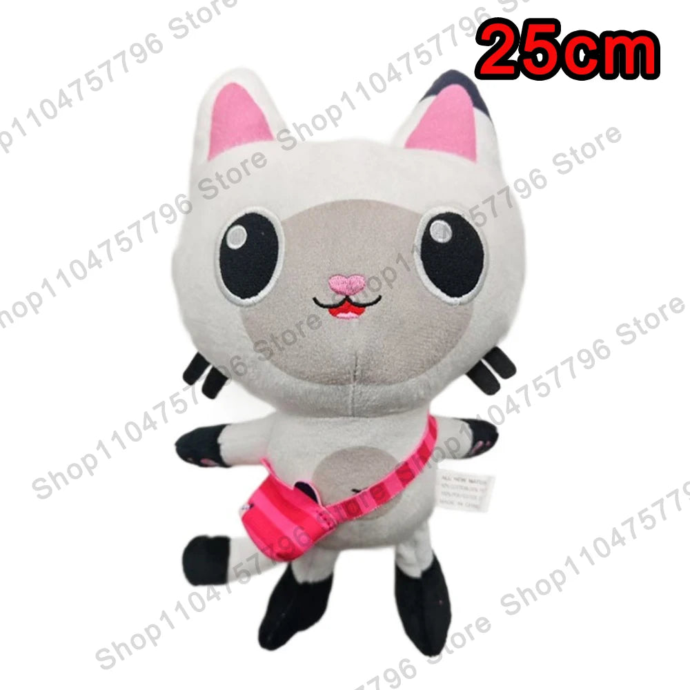 8 pièces Nouveaux porte-clés en peluche Maison de poupée Gabby, animaux en peluche Mercat, chat souriant, chat de voiture, chat câlin, cadeau d'anniversaire pour fille Gaby
