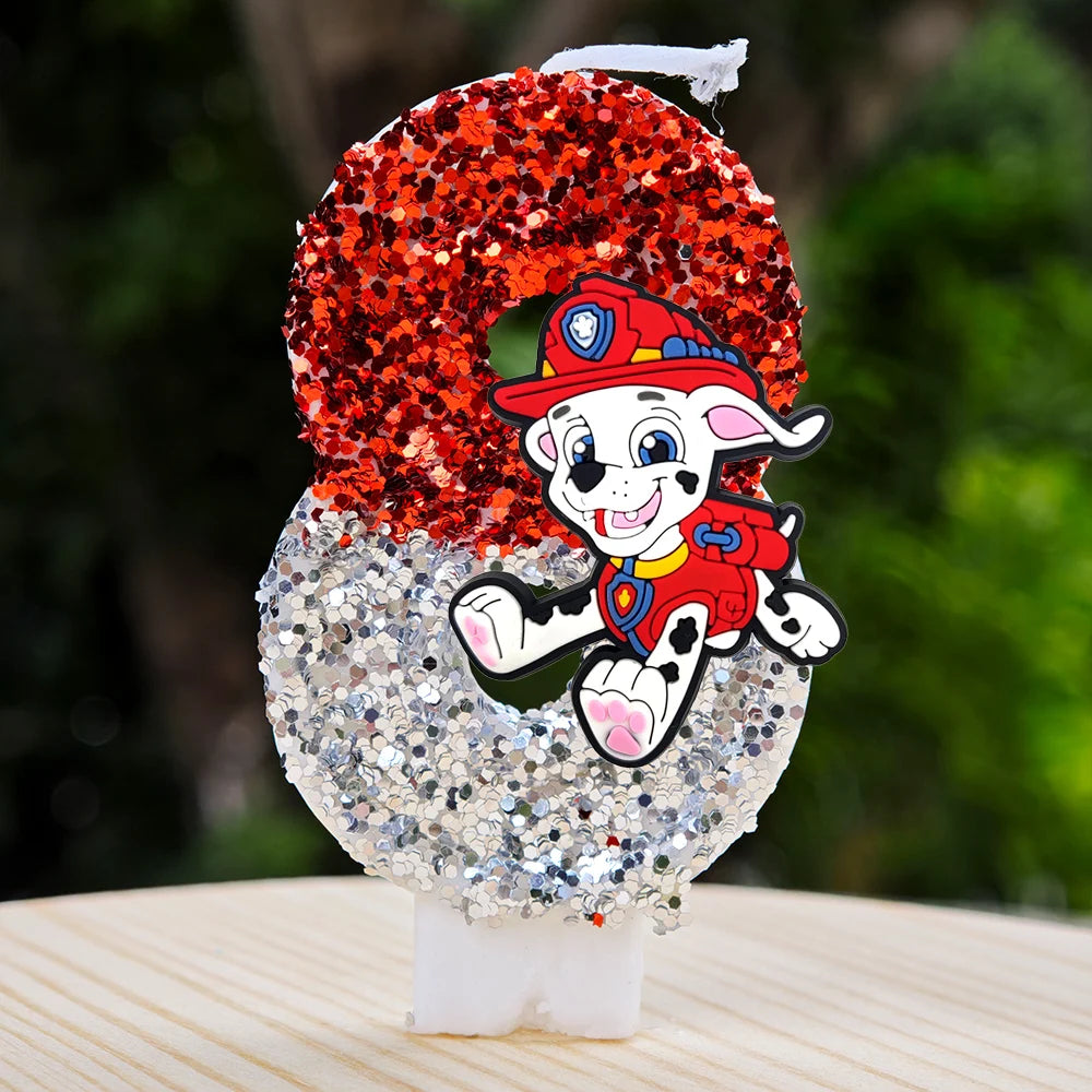 Bougie Paw Patrol 0-9 chiffres, personnage de dessin animé Paw Patrol, gâteau de fête enfichable, décoration de gâteau d'anniversaire, cadeau de réception-cadeau pour bébé