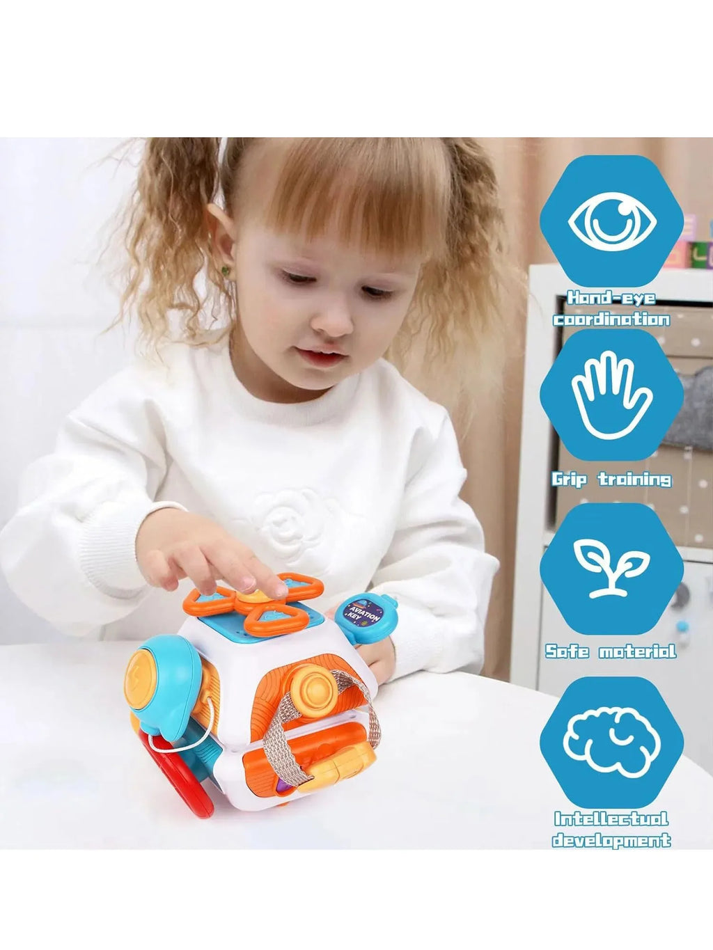 Baby Space Busy Ball Montessori – Jouet Sensoriel Multifonction pour Bébé, Développement de la Motricité Fine