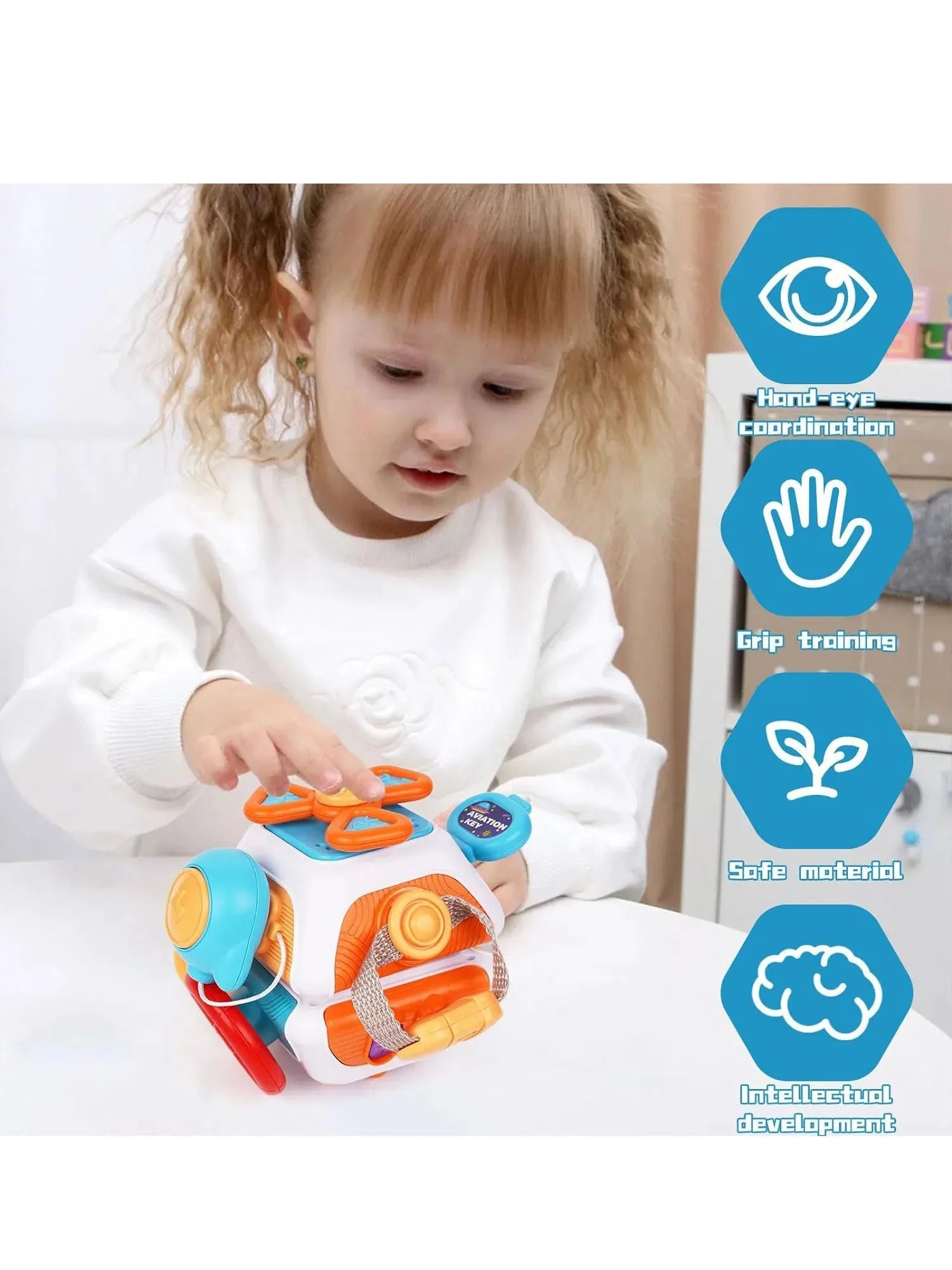 Baby Space Busy Ball Montessori – Jouet Sensoriel Multifonction pour Bébé, Développement de la Motricité Fine