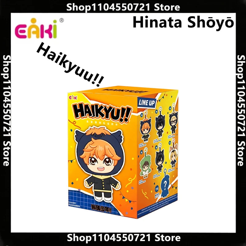 En stock, authentique EAKi Haikyuu !! Boîte mystère en peluche Mascotte, Porte-clés pendentif en vinyle doux et mignon, Cadeau de collection Hinata Shoyo