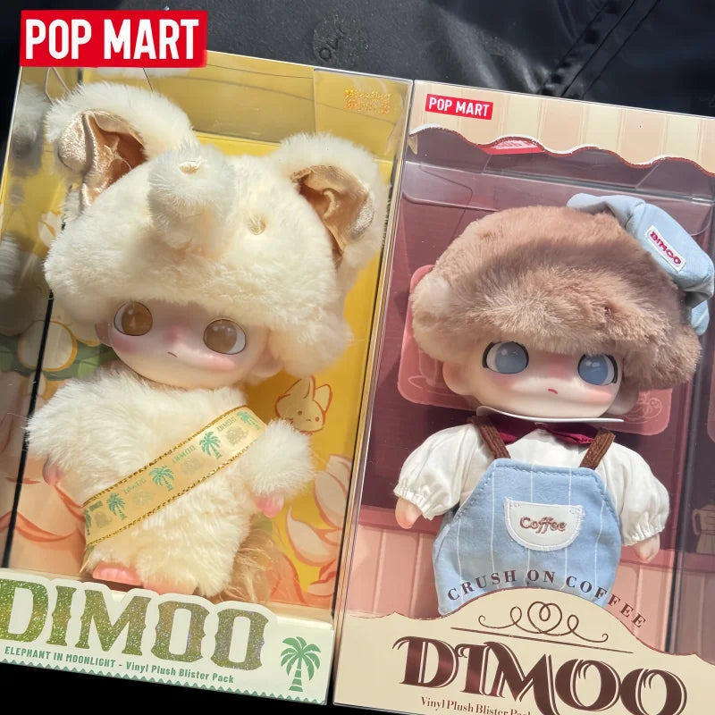 POP MART Édition Limitée DIMOO Little Elephant Crush On Coffee Series Boîte Mystère Figurine Vinyle Porte-clés Carte Suspendue Cadeaux