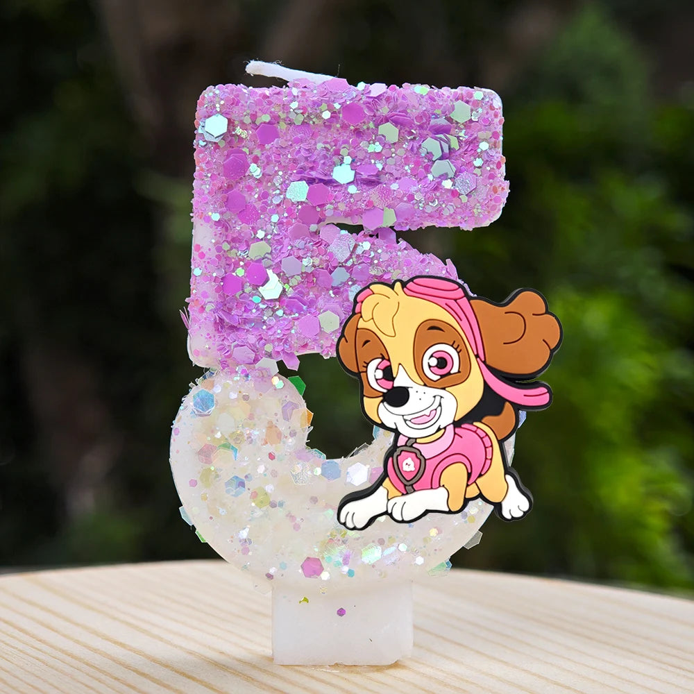 Bougie Paw Patrol 0-9 chiffres, personnage de dessin animé Paw Patrol, gâteau de fête enfichable, décoration de gâteau d'anniversaire, cadeau de réception-cadeau pour bébé