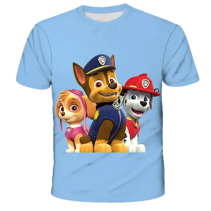 PAW Patrol jouet chien enfants vêtements hauts garçon T-shirt impression 3D pat patrouille t-shirts Anime à manches courtes bébé enfant cadeau d'anniversaire