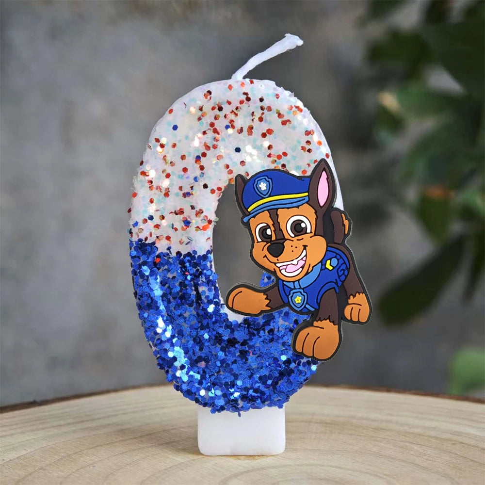 Bougie Paw Patrol 0-9 chiffres, personnage de dessin animé Paw Patrol, gâteau de fête enfichable, décoration de gâteau d'anniversaire, cadeau de réception-cadeau pour bébé