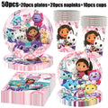 Décoration d'anniversaire Gabby, thème Gabby Dollhouse, vaisselle, assiette, tasse, serviette, nappe, ballon, bannière, toile de fond, fournitures pour fête d'enfants