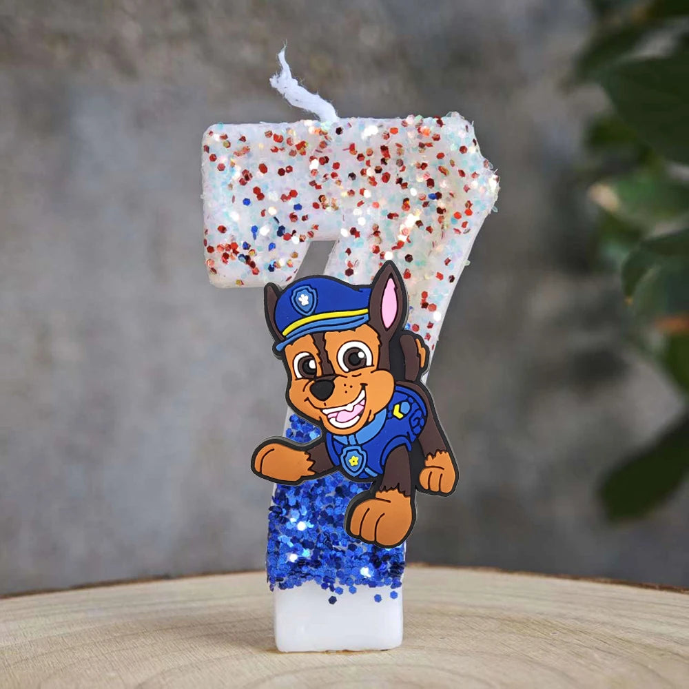Bougie Paw Patrol 0-9 chiffres, personnage de dessin animé Paw Patrol, gâteau de fête enfichable, décoration de gâteau d'anniversaire, cadeau de réception-cadeau pour bébé