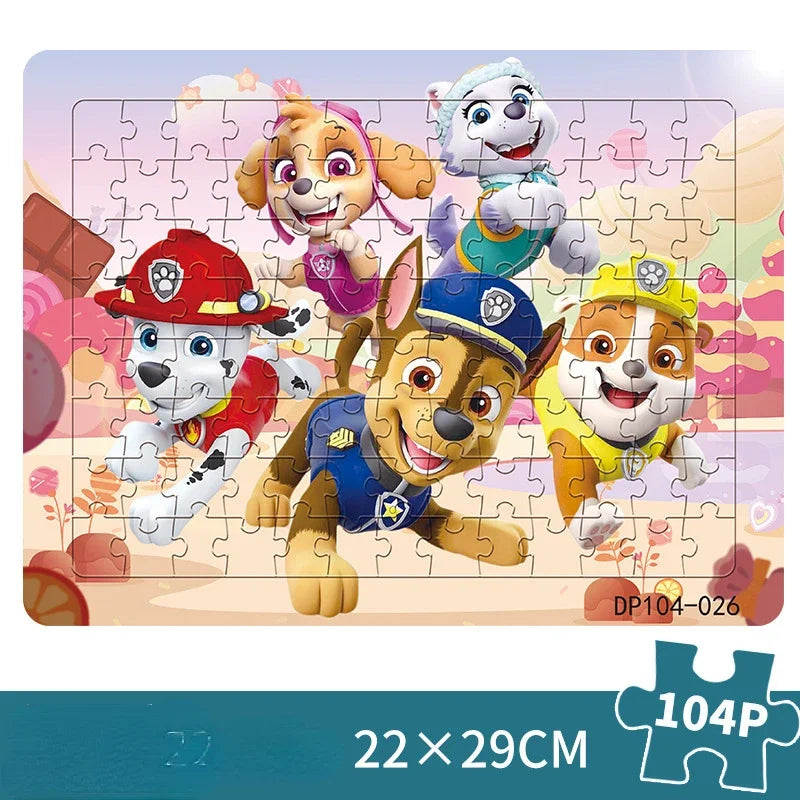 104 pièces Paw Patrol Puzzle pour enfants dessin animé patrouille canine Puzzles jouets éducatifs jeux d'apprentissage garçons filles cadeau