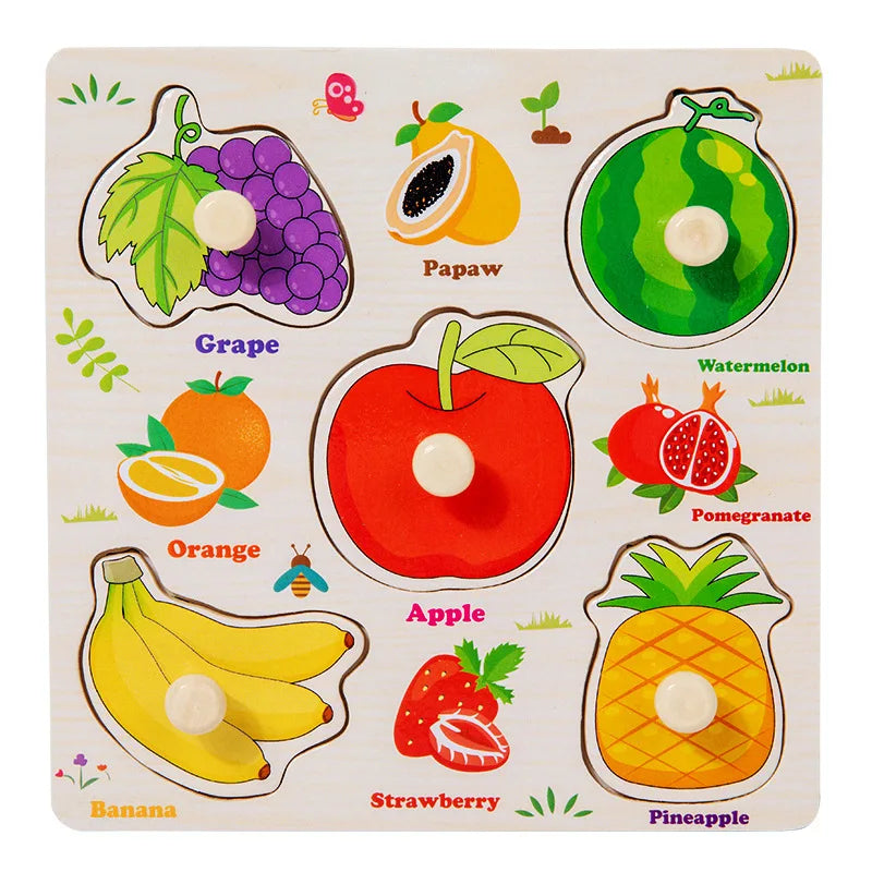 Puzzles en bois Montessori pour bébé, jouets dePuzzle Montessori en Bois pour Bébé – Animaux, Fruits et Véhicules – Jouet Éducatif d’Éveil dès 2 Ans