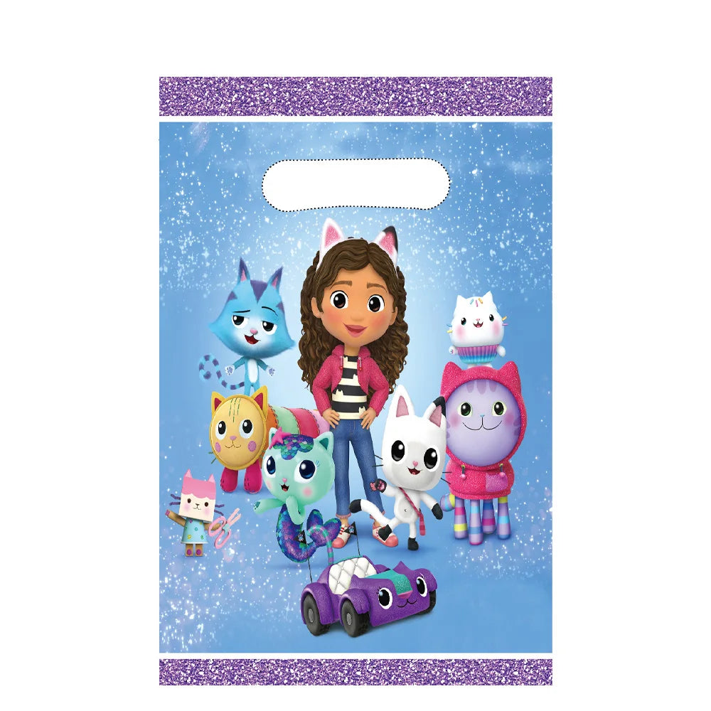 10-50 sacs cadeaux Gabby Doll House pour enfants, décoration de fête d'anniversaire, sacs de bonbons, emballage pour cadeaux de fête prénatale
