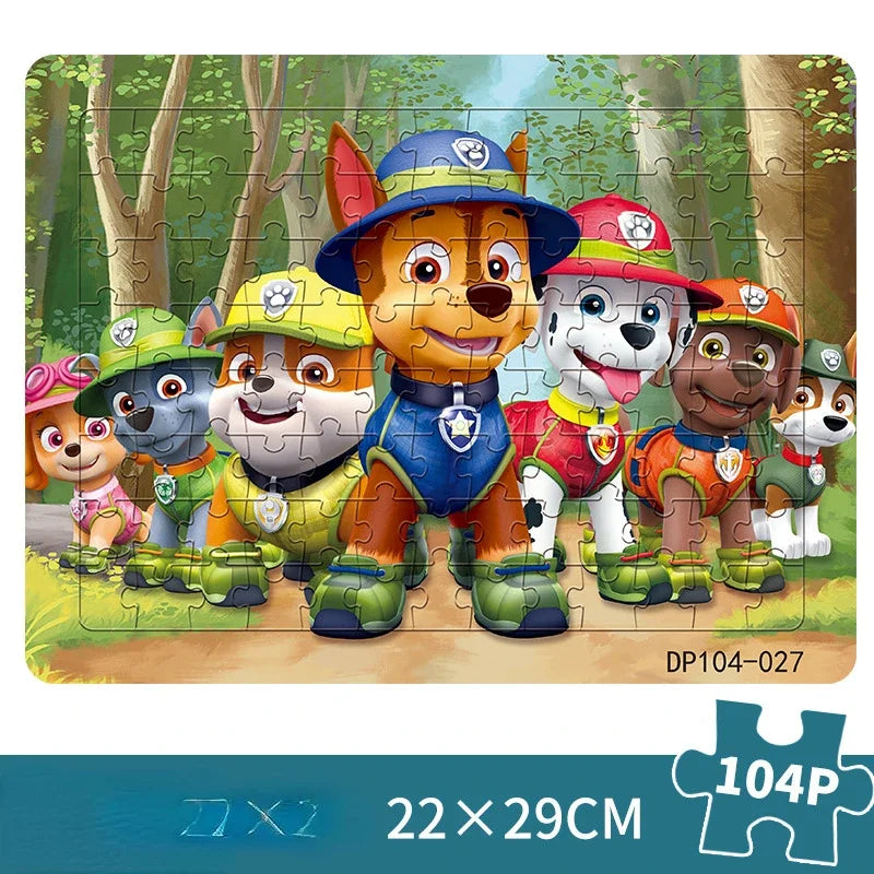 104 pièces Paw Patrol Puzzle pour enfants dessin animé patrouille canine Puzzles jouets éducatifs jeux d'apprentissage garçons filles cadeau