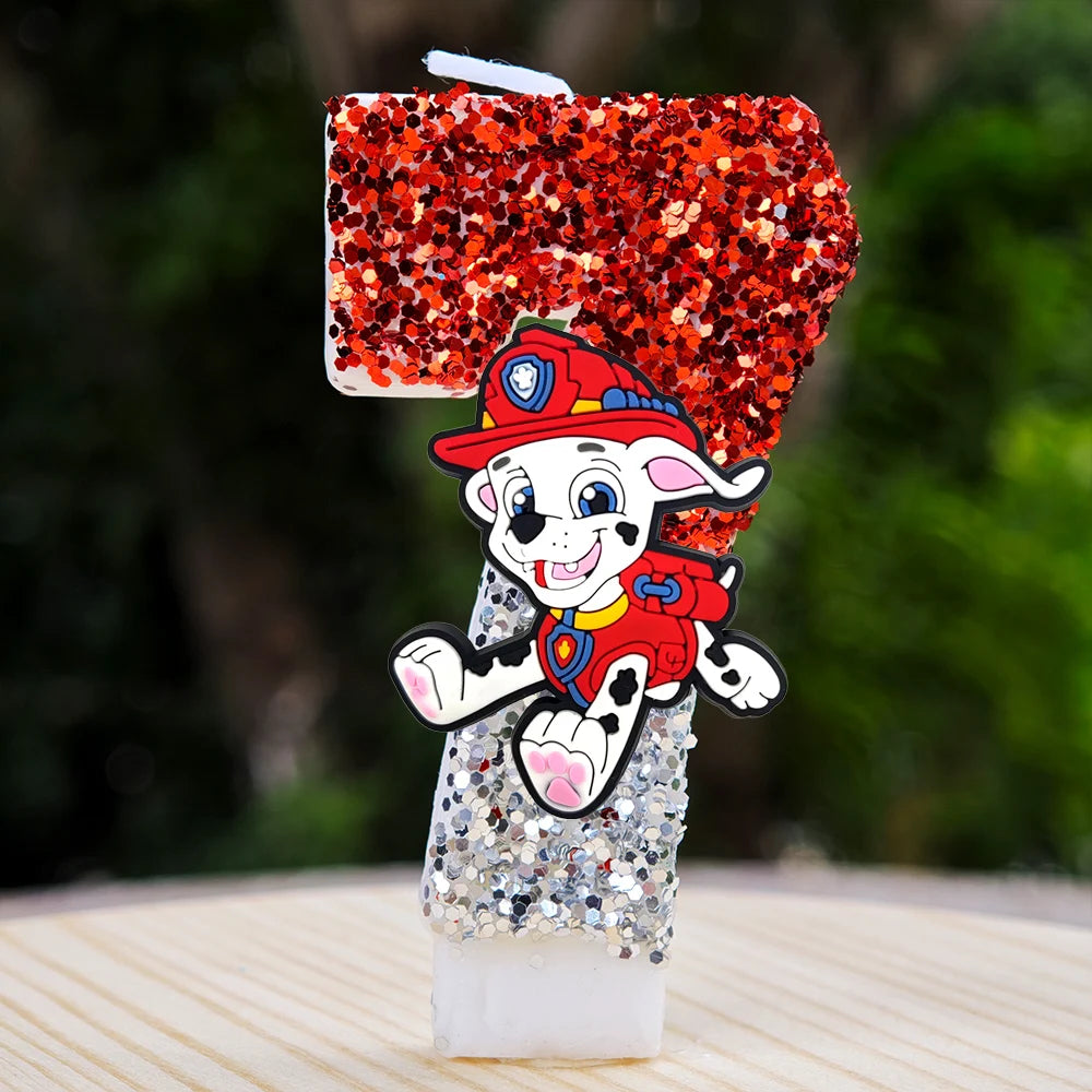 Bougie Paw Patrol 0-9 chiffres, personnage de dessin animé Paw Patrol, gâteau de fête enfichable, décoration de gâteau d'anniversaire, cadeau de réception-cadeau pour bébé