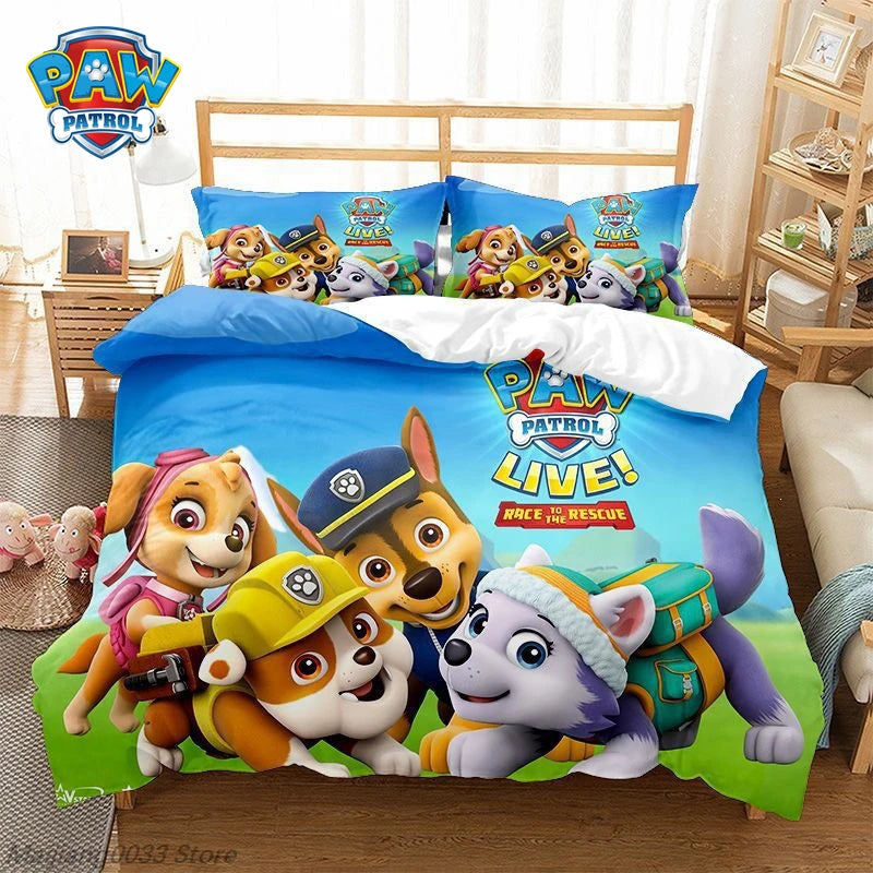 Ensemble de housse de couette Paw Patrol Cute Puppy, housse de couette de dessin animé avec taie d'oreiller, literie douce, décoration de chambre à coucher, cadeau pour enfants