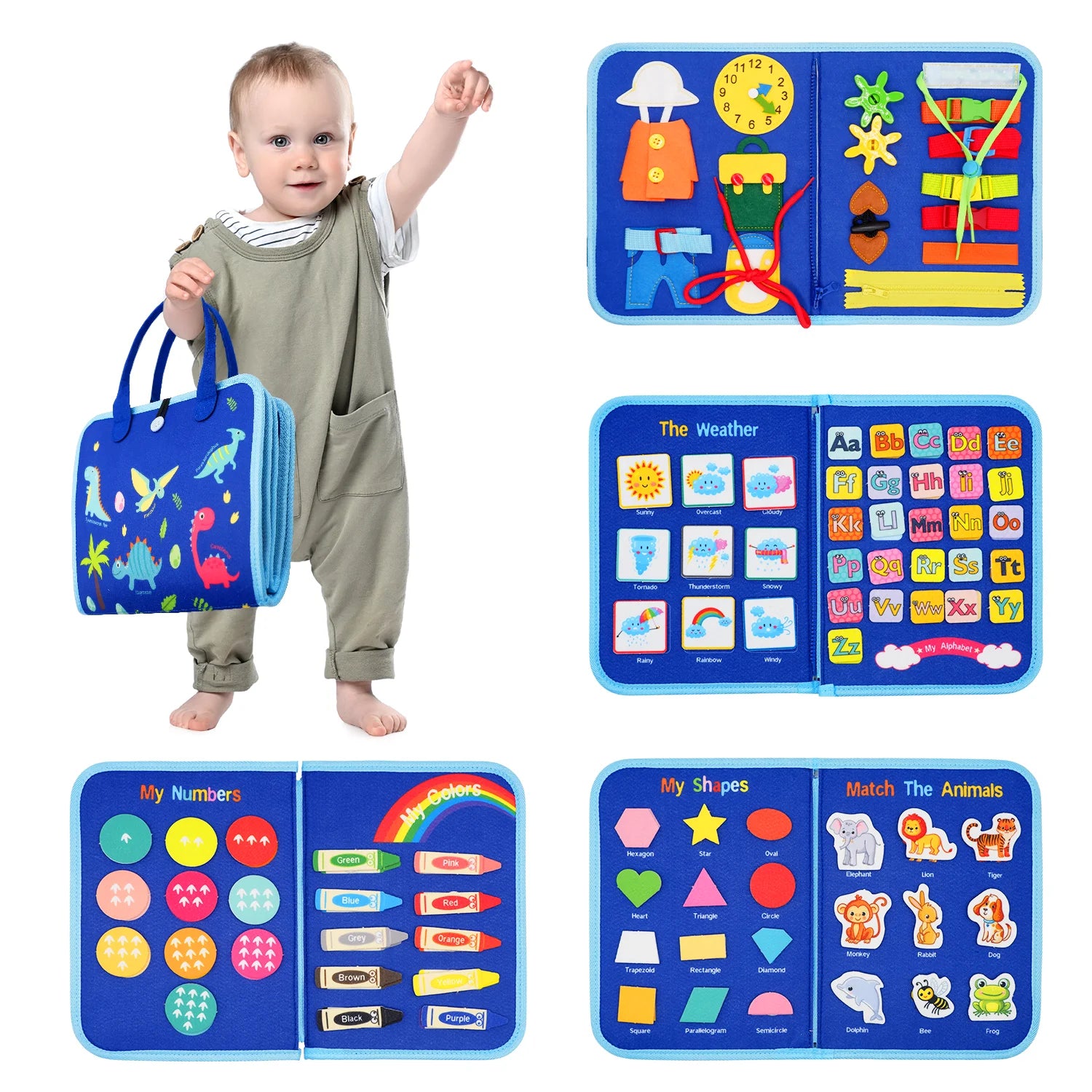 Livre d’Activités Montessori pour Enfants 3-6 Ans – Busy Board Éducatif Sensoriel Portable