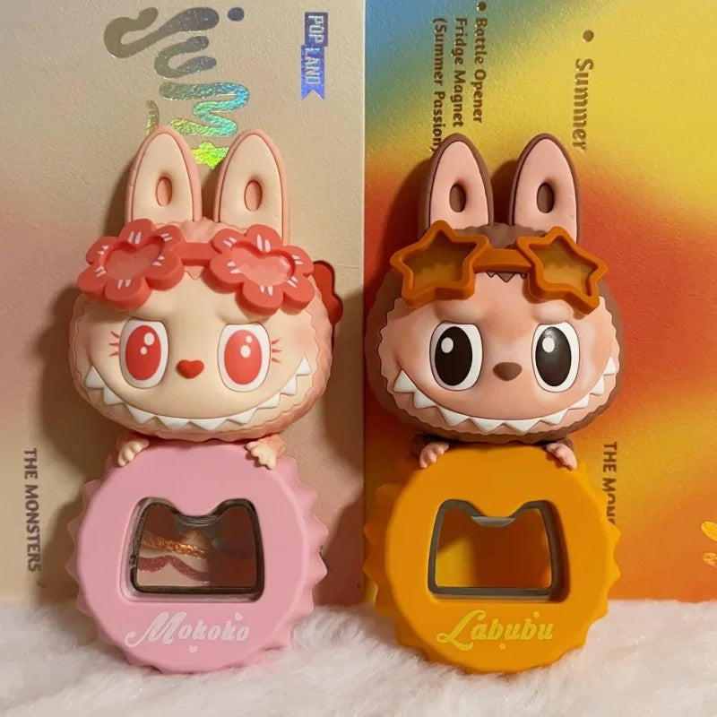POP MART Série Pop Land Labubu Mokoko Shine Through Summer Jump Into Summer Décapsuleur Aimant de Réfrigérateur Boîte Mystère Figurine Jouet Cadeau