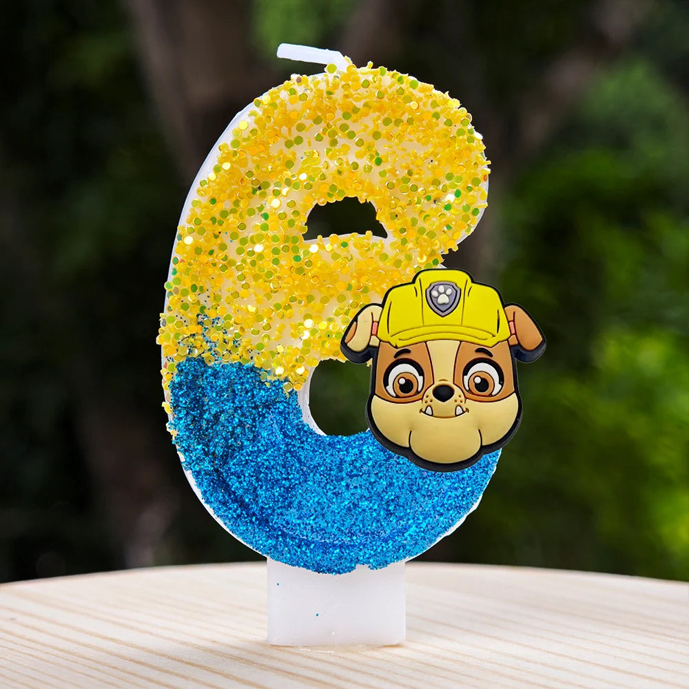 Bougie Paw Patrol 0-9 chiffres, personnage de dessin animé Paw Patrol, gâteau de fête enfichable, décoration de gâteau d'anniversaire, cadeau de réception-cadeau pour bébé