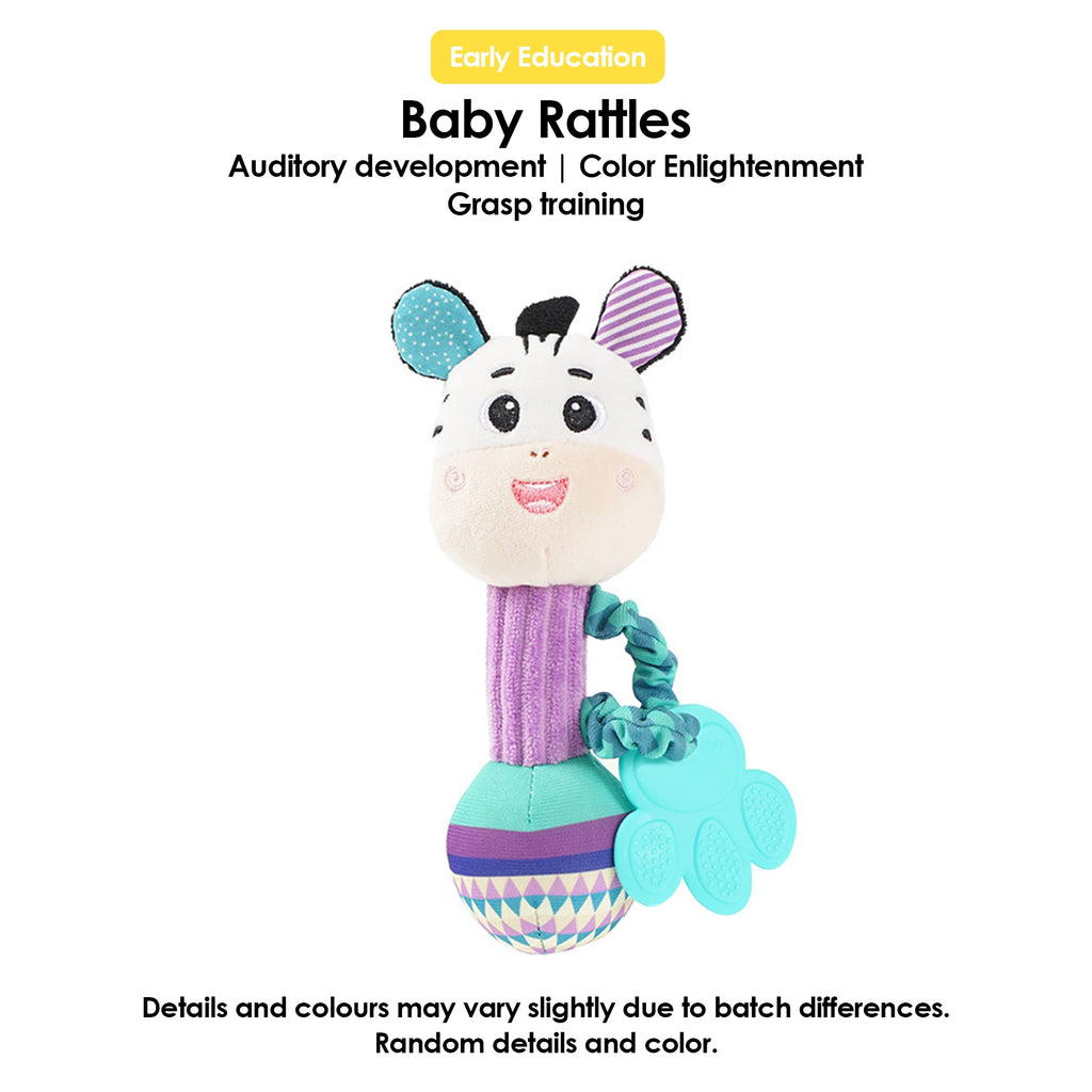 Hochets pour bébé, Animal en peluche doux, poignée à main, jouHochet Peluche Bébé Animal – Jouet Sensoriel à Poignée pour Nouveau-Né de 0 à 24 Mois