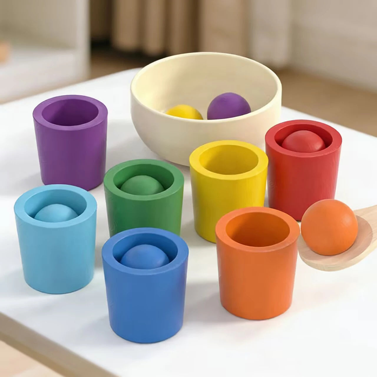 Gobelets Montessori Arc-en-Ciel – Jeu de Tri, Empilage et Reconnaissance des Couleurs pour Enfants