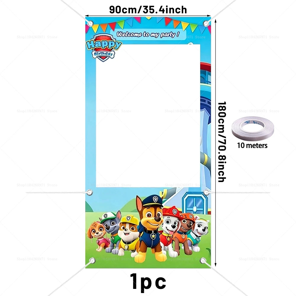Cadre de photomaton Pat'Patrouille mignon pour enfants, accessoires de fond de studio photo pour anniversaire, baby shower, décoration murale