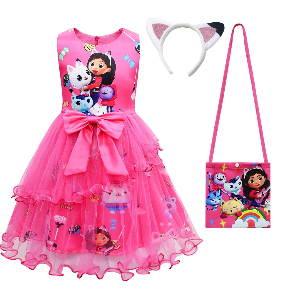 Costume de maison de poupée Gabby pour enfants, vêtements de chat Gabbys mignons, robe de princesse pour bébés filles, cadeau de fête de carnaval