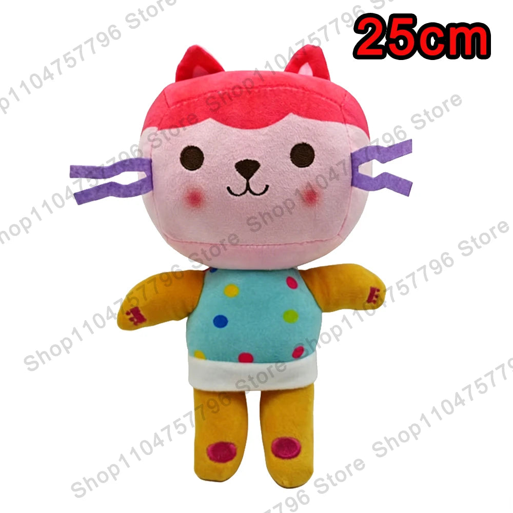 8 pièces Nouveaux porte-clés en peluche Maison de poupée Gabby, animaux en peluche Mercat, chat souriant, chat de voiture, chat câlin, cadeau d'anniversaire pour fille Gaby