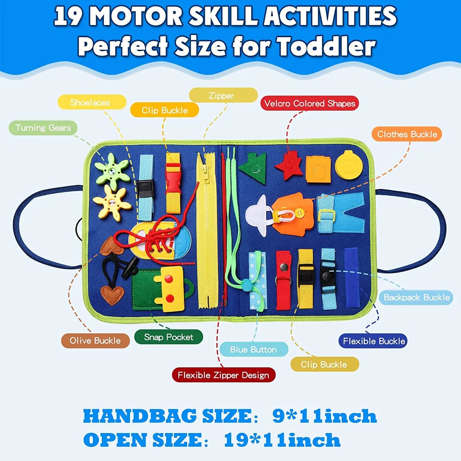 Tableau d’Activités Montessori 7 en 1 – Planche Sensorielle Éducative Portable pour Enfants de 3 à 6 Ans