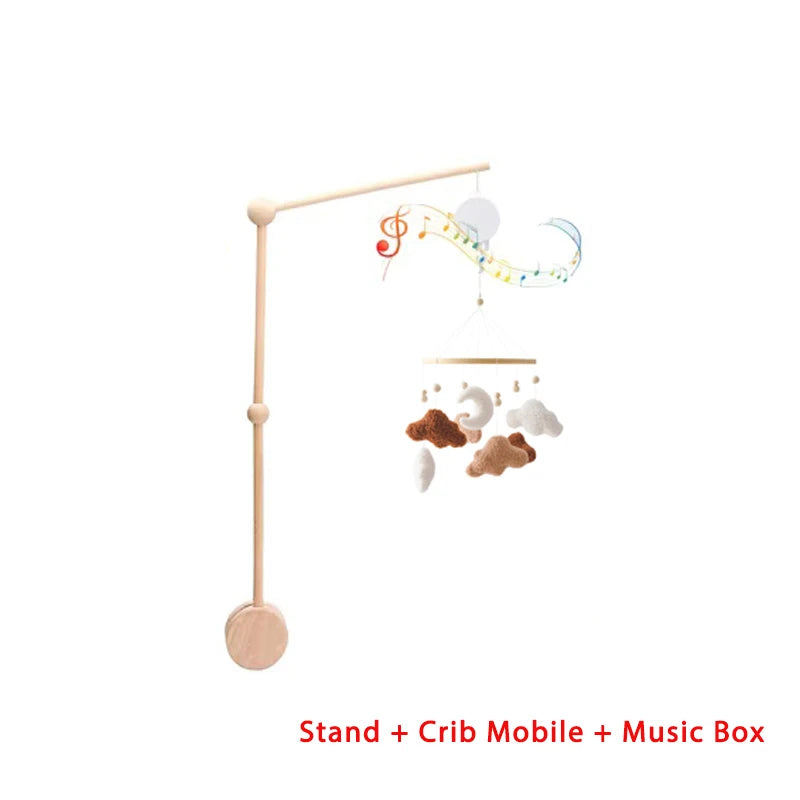 Mobile Musical en Bois pour Lit Bébé – Animaux Marins en Feutre, Hochet Suspendu Montessori