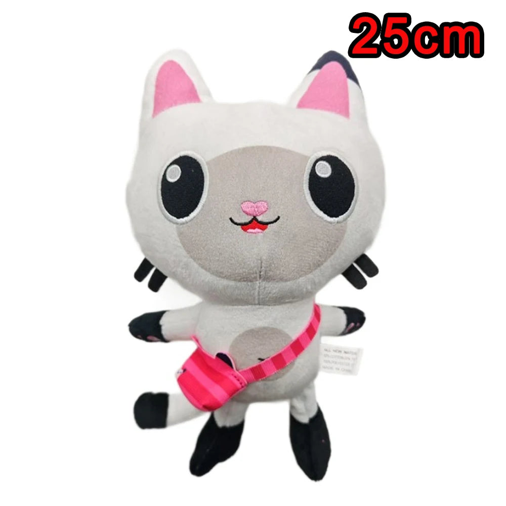 8 pièces Nouveaux porte-clés en peluche Maison de poupée Gabby, animaux en peluche Mercat, chat souriant, chat de voiture, chat câlin, cadeau d'anniversaire pour fille Gaby