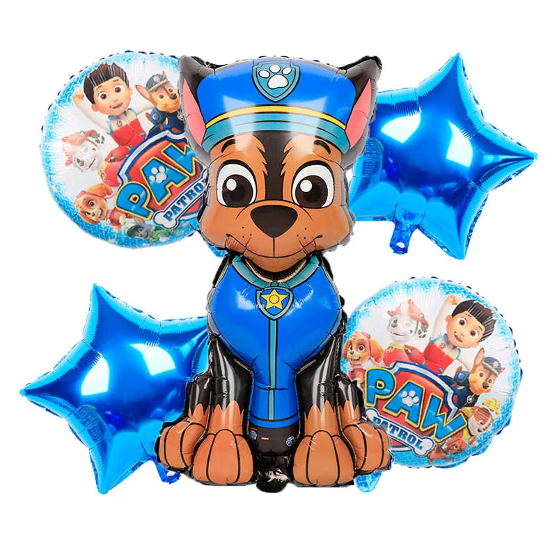 Ensemble de fournitures de fête d'anniversaire Paw Patrol, ballons, toile de fond, assiettes, gobelets, décorations de gâteaux, autocollants Paw Patrol, bannière, cadeaux de fête
