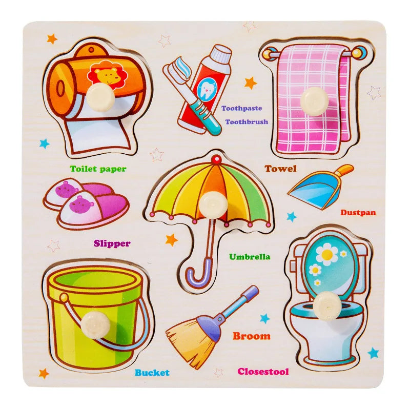 Puzzles en bois Montessori pour bébé, jouets dePuzzle Montessori en Bois pour Bébé – Animaux, Fruits et Véhicules – Jouet Éducatif d’Éveil dès 2 Ans