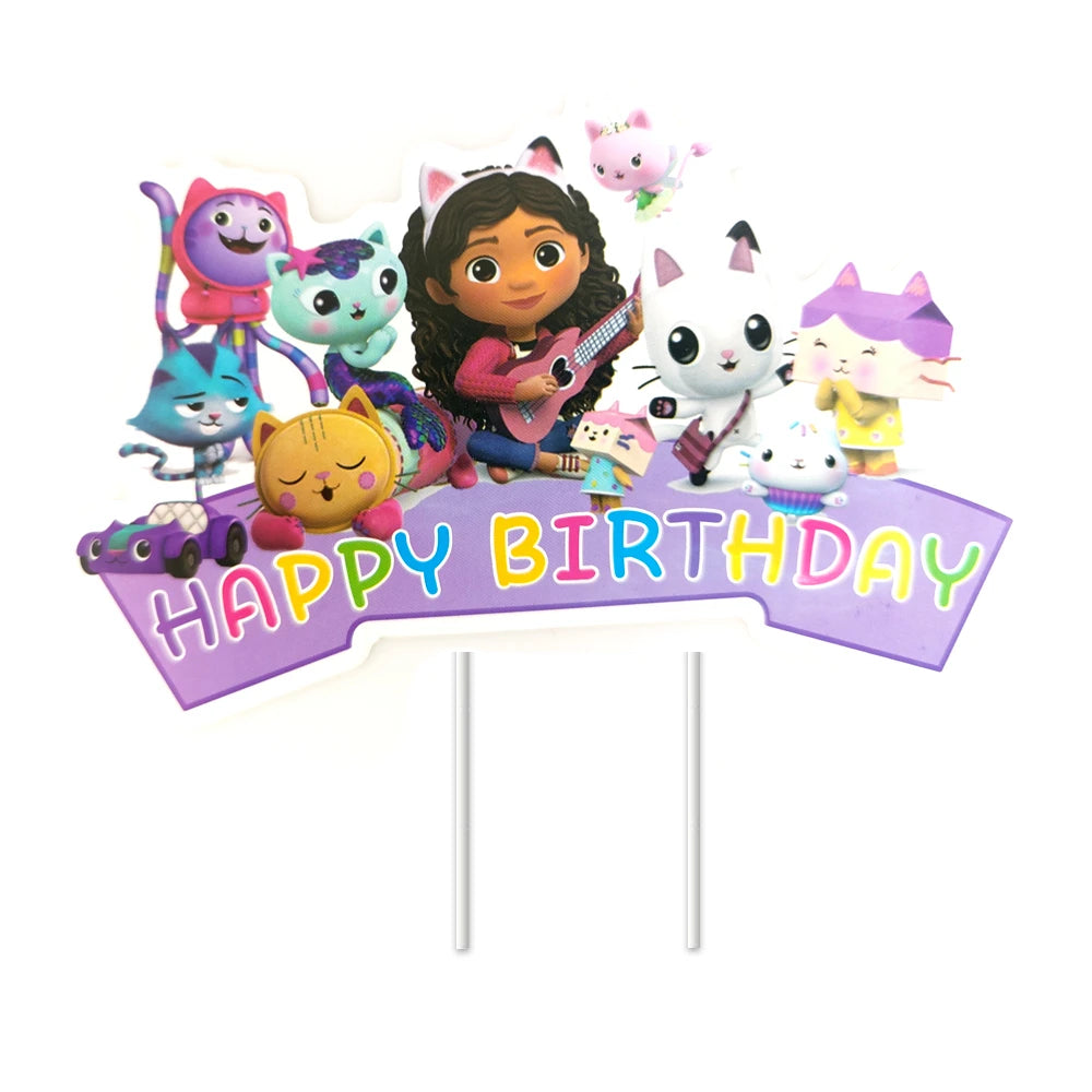 Gabby House – décoration de gâteau thème, carte de gâteau, fournitures de fête d'anniversaire pour enfants filles, choix de Cupcake pour réception-cadeau pour bébé