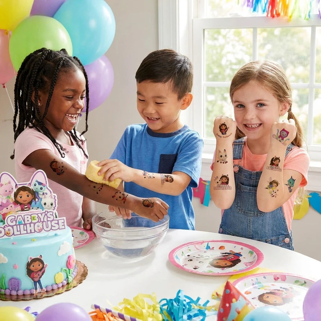 Autocollants temporaires de dessin animé Gabby's Dollhouse, 20 pièces, autocollants mignons pour l'art corporel, jouets de fête Cosplay pour enfants, cadeaux d'anniversaire