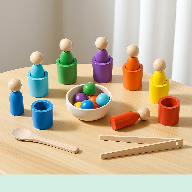 Gobelets Montessori Arc-en-Ciel – Jeu de Tri, Empilage et Reconnaissance des Couleurs pour Enfants