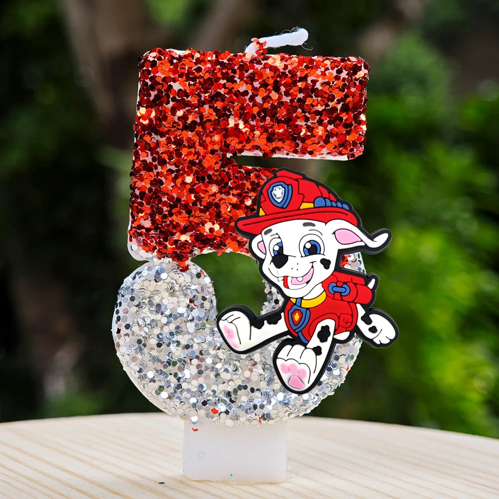 Bougie Paw Patrol 0-9 chiffres, personnage de dessin animé Paw Patrol, gâteau de fête enfichable, décoration de gâteau d'anniversaire, cadeau de réception-cadeau pour bébé