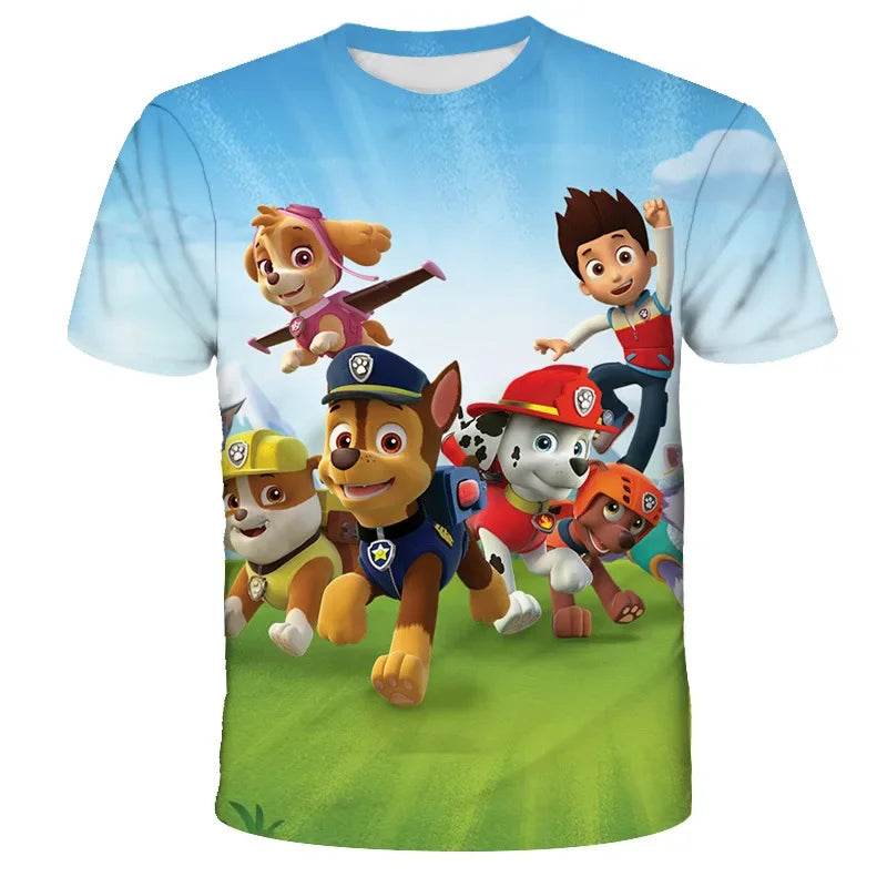 PAW Patrol jouet chien enfants vêtements hauts garçon T-shirt impression 3D pat patrouille t-shirts Anime à manches courtes bébé enfant cadeau d'anniversaire